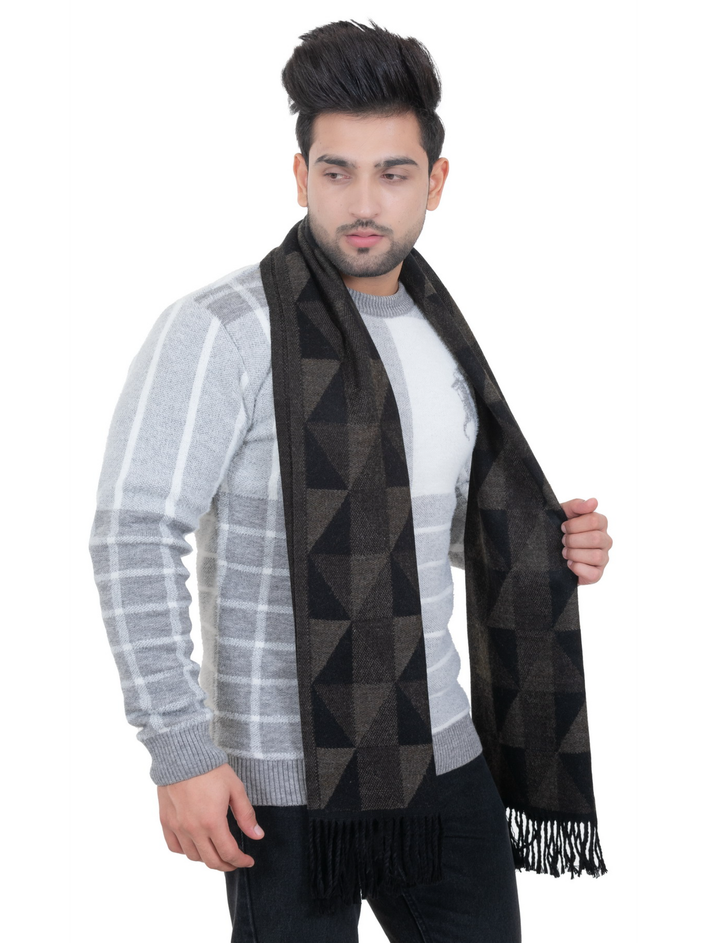 Woolen Geometric Muffler- Brown | Amoldo