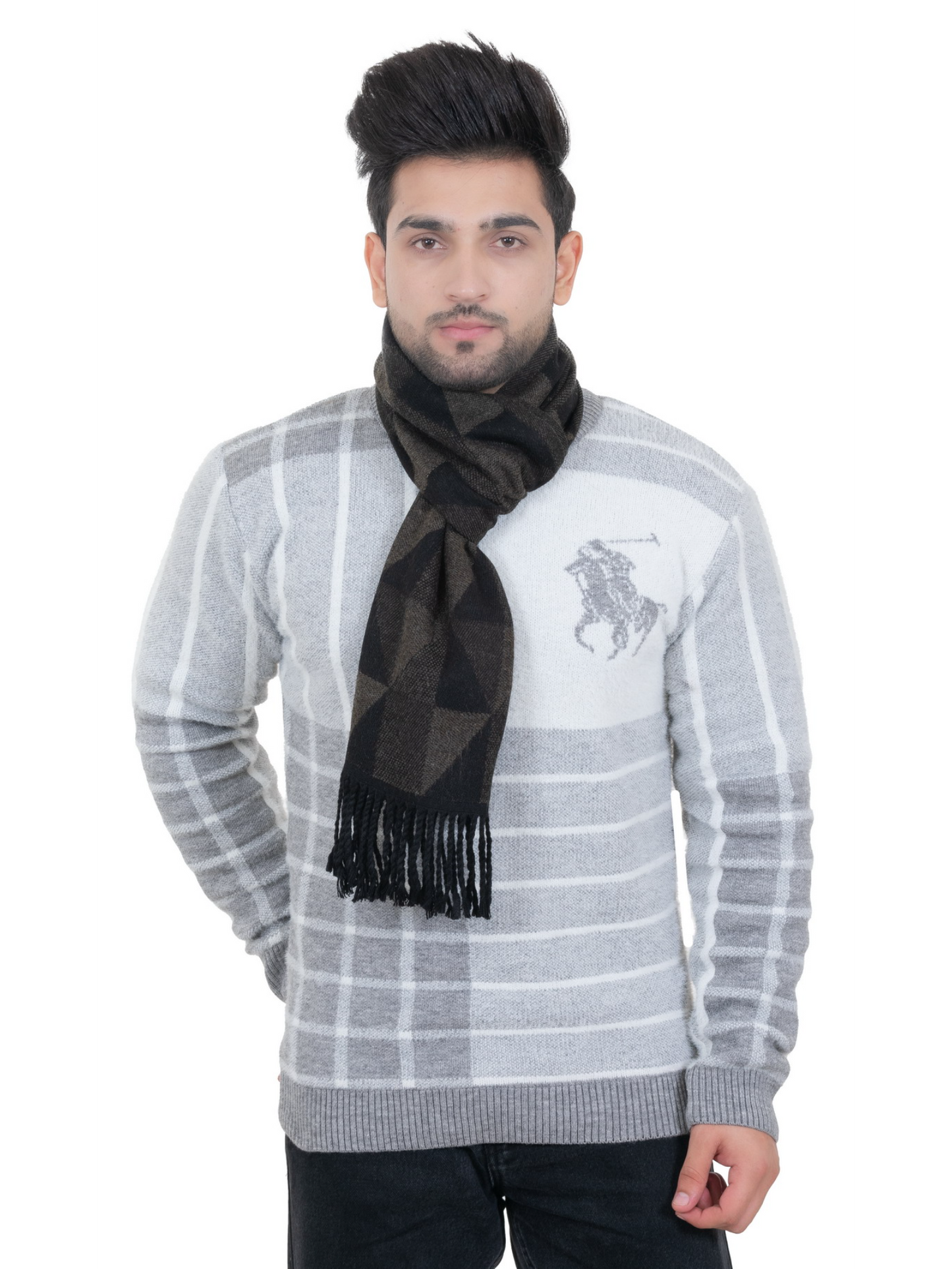 Woolen Geometric Muffler- Brown | Amoldo