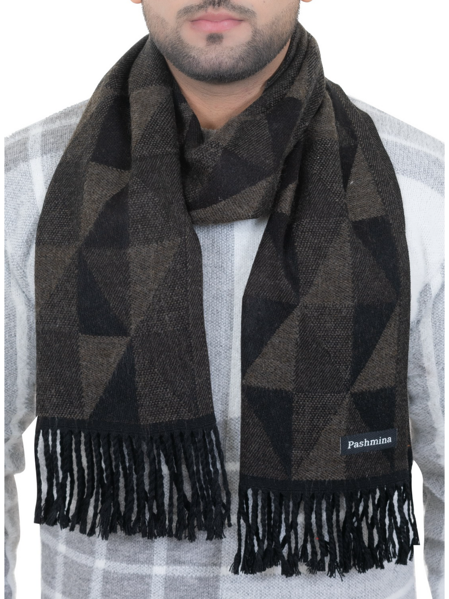 Woolen Geometric Muffler- Brown | Amoldo