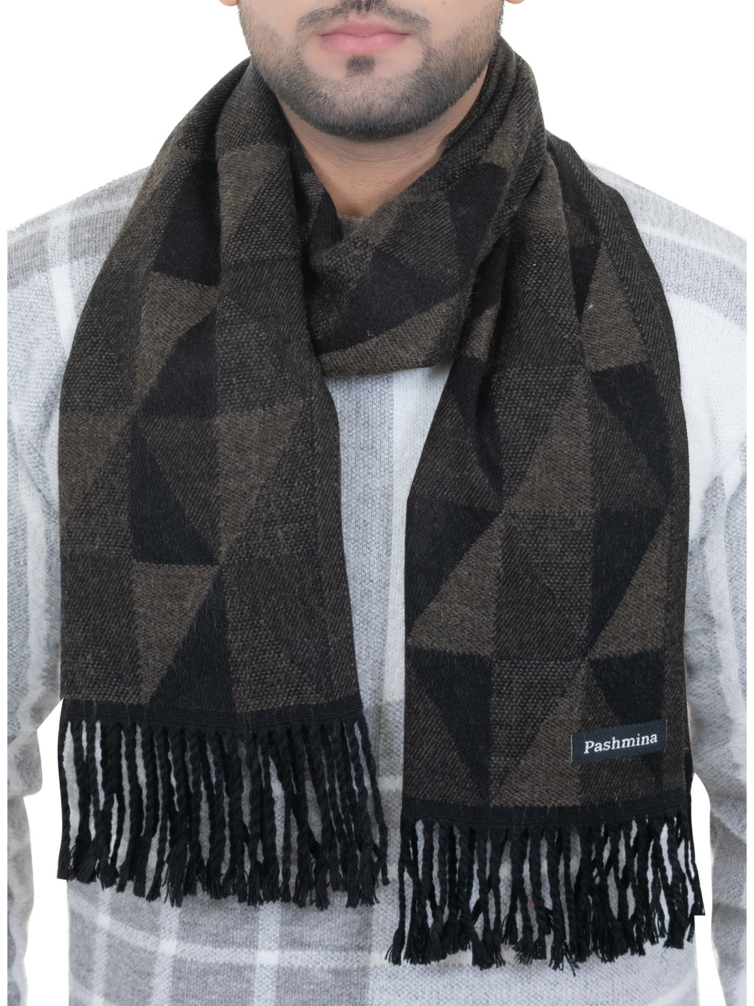 Woolen Geometric Muffler- Brown | Amoldo