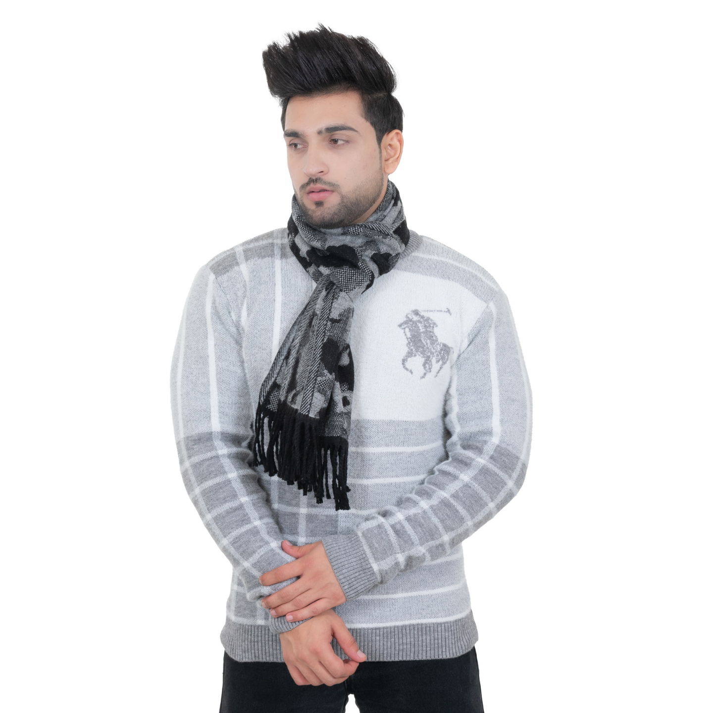 Woolen Winter Muffler - Grey | Amoldo