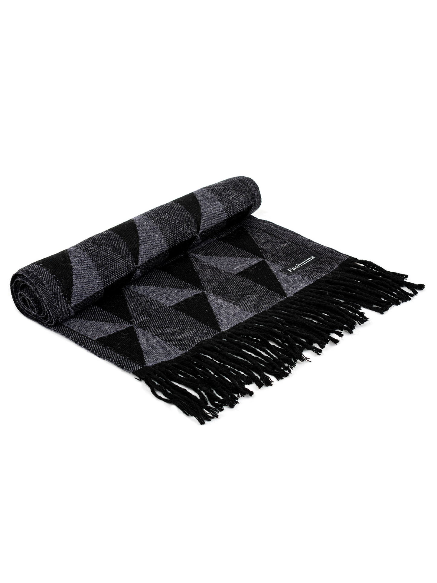 Woolen Geometric Muffler- Black | Amoldo