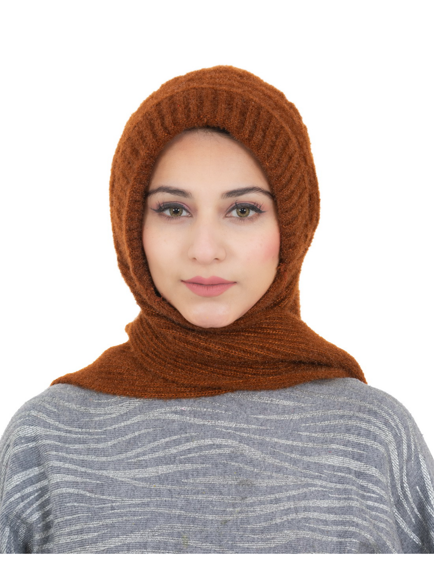 Woolen plain Muffler Cap for Women- Brown | AMOLDO