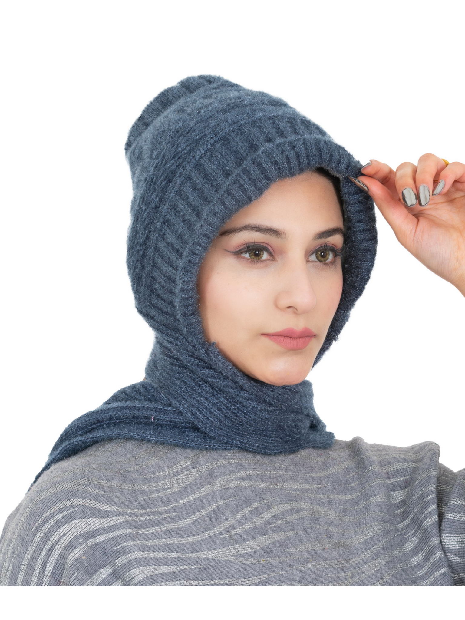 Woolen plain Muffler Cap for Women- Grey | AMOLDO