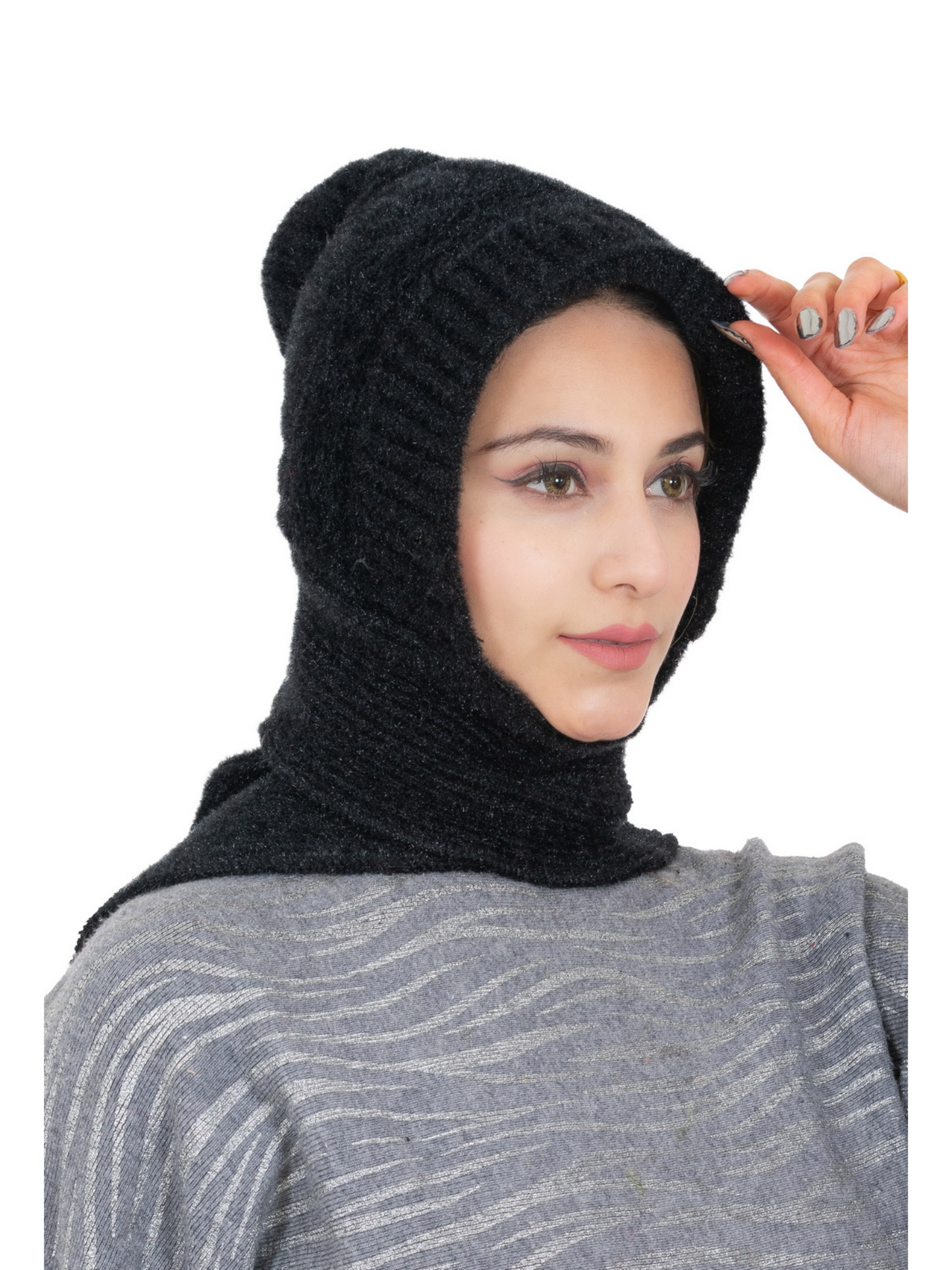 Woolen plain Muffler Cap for Women- Black | AMOLDO