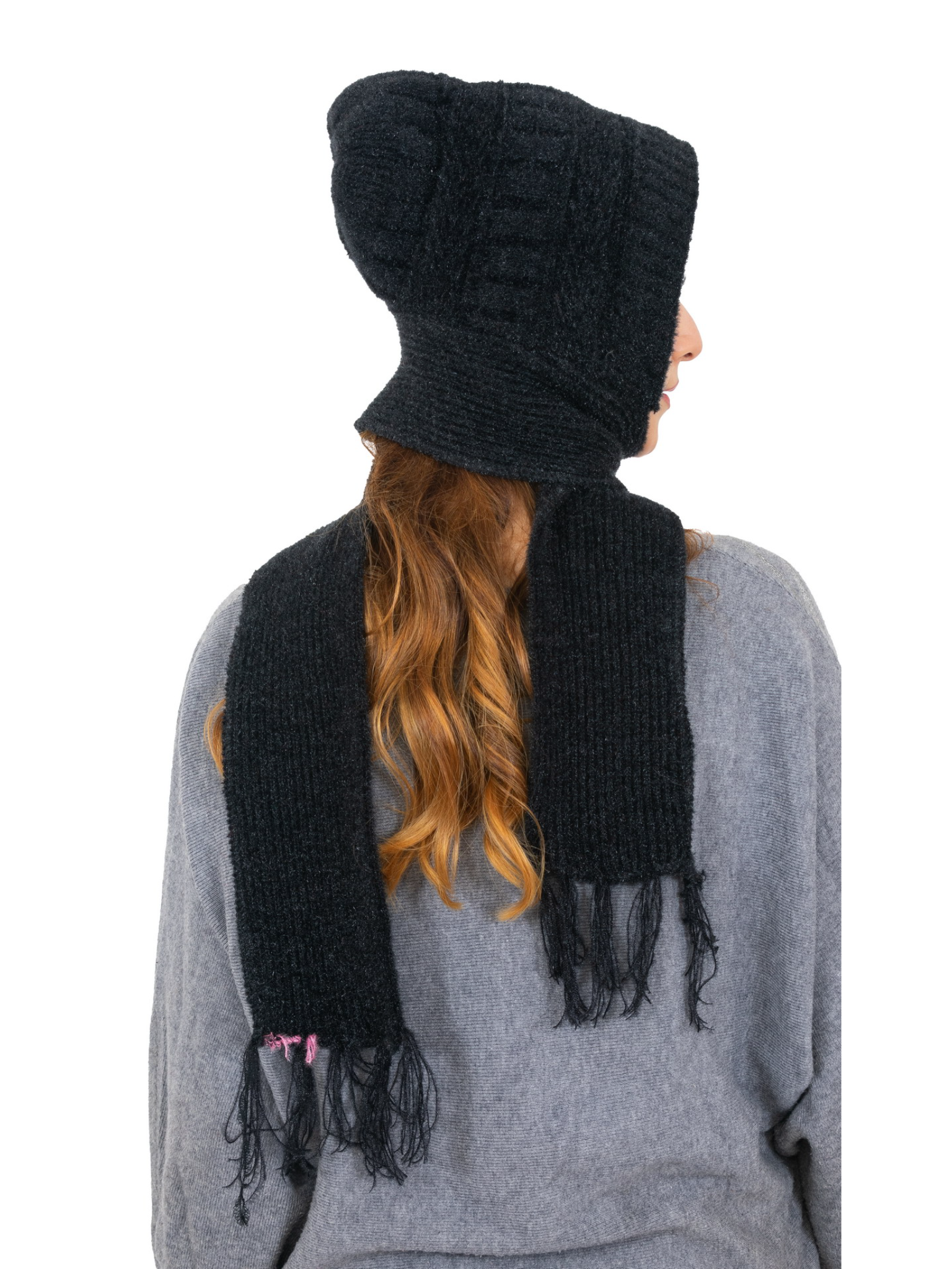 Woolen plain Muffler Cap for Women- Black | AMOLDO