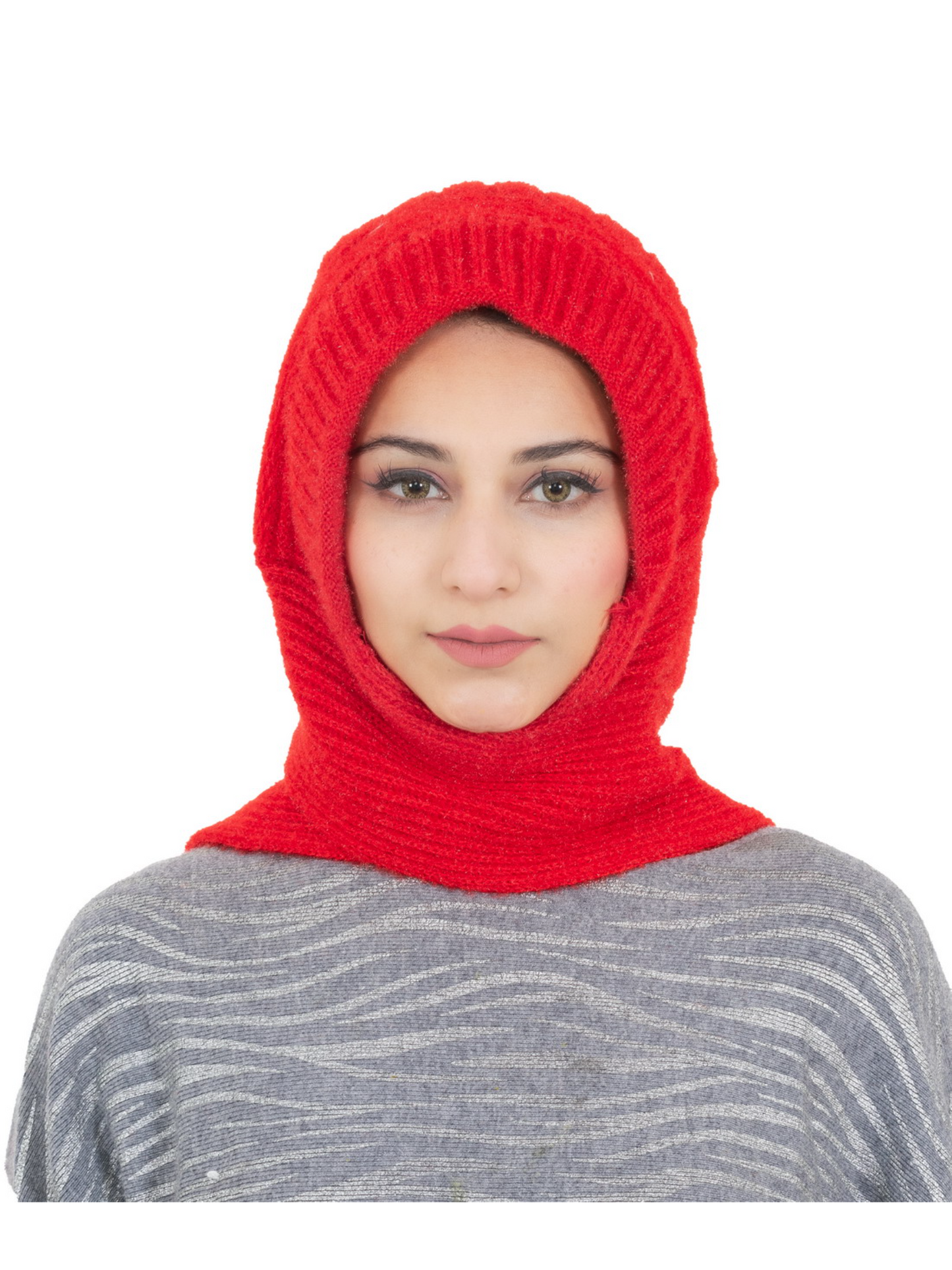 Woolen plain Muffler Cap for Women- Red | AMOLDO