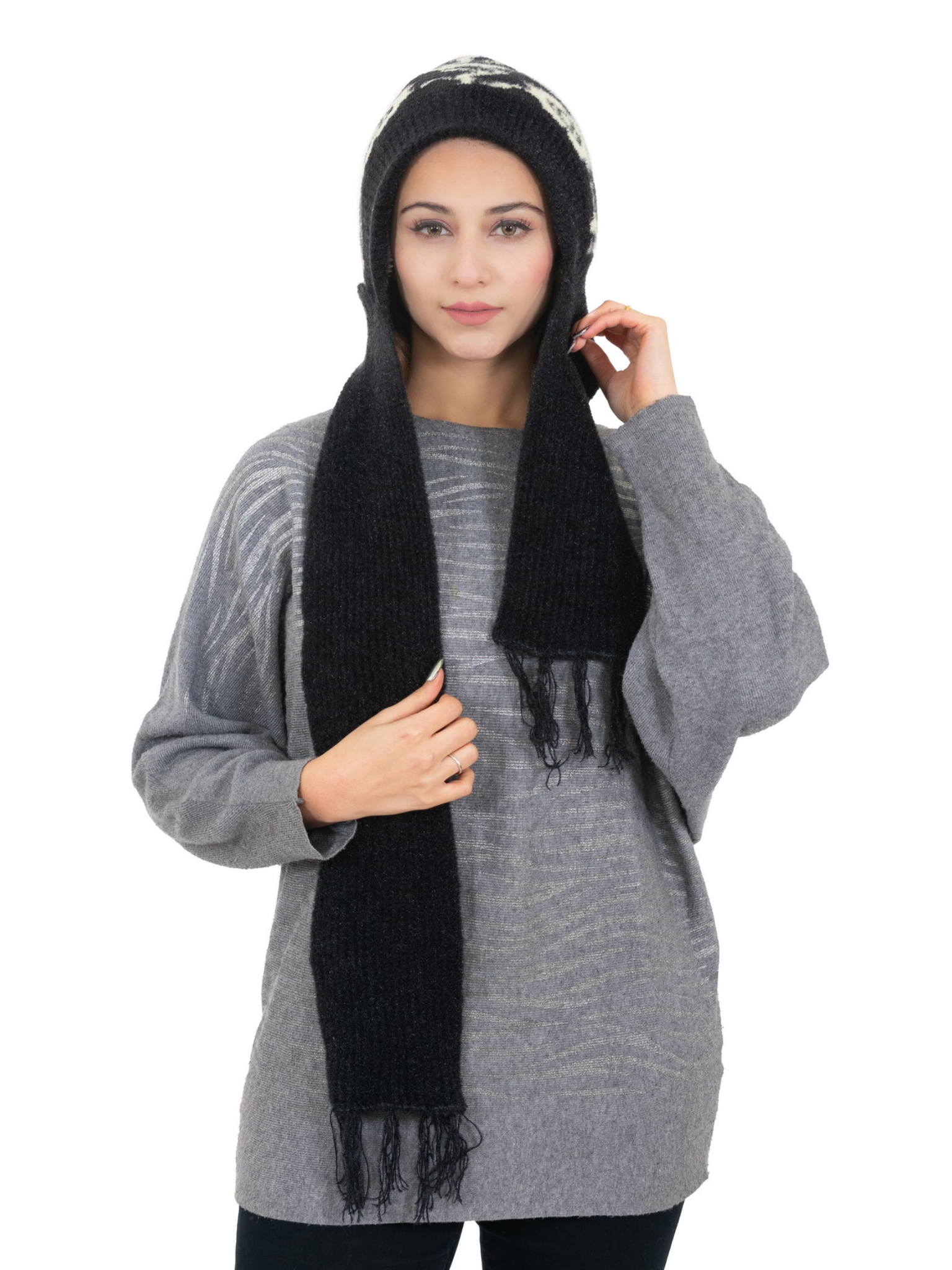 AMOLDO Women's Soft Knitted Warm Woolen Cap with Woolen Muffler Combo (Pack of 2)