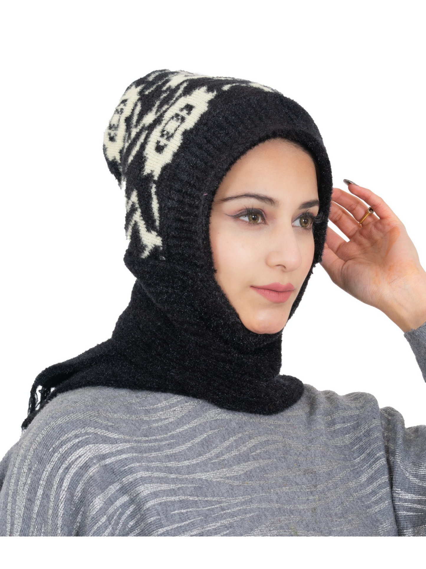 AMOLDO Women's Soft Knitted Warm Woolen Cap with Woolen Muffler Combo (Pack of 2)