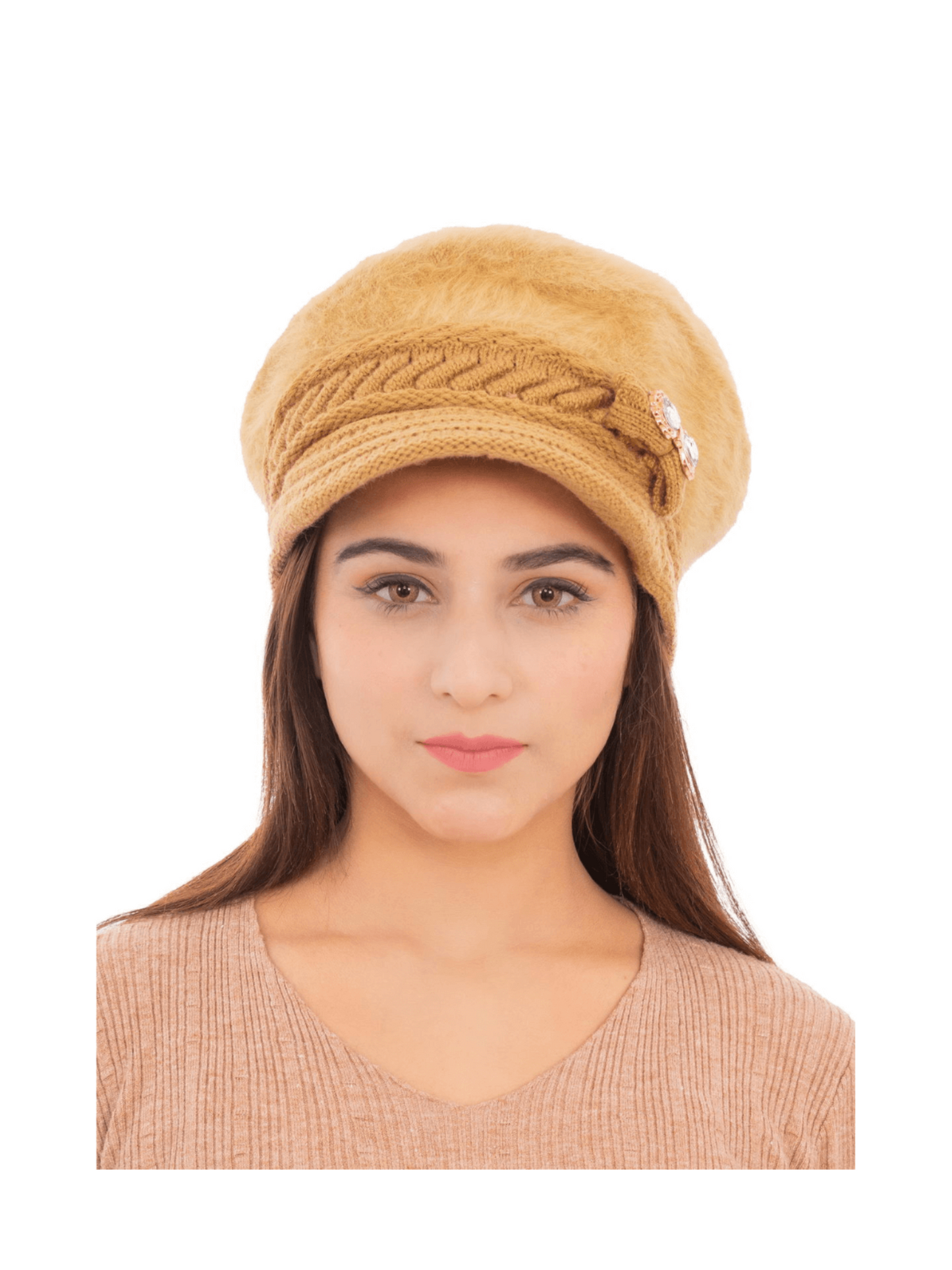 Woolen Knitted Beret Hat- Beige | AMOLDO