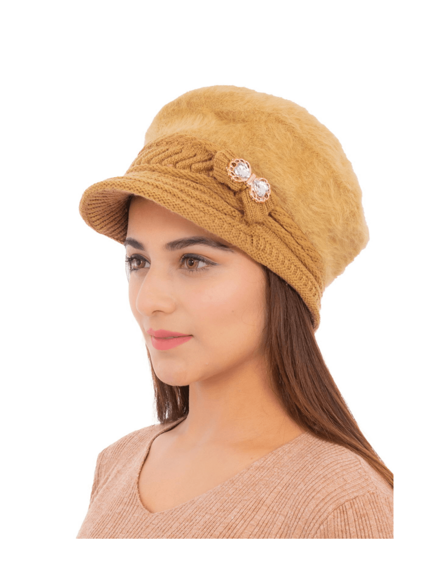 Woolen Knitted Beret Hat- Beige | AMOLDO