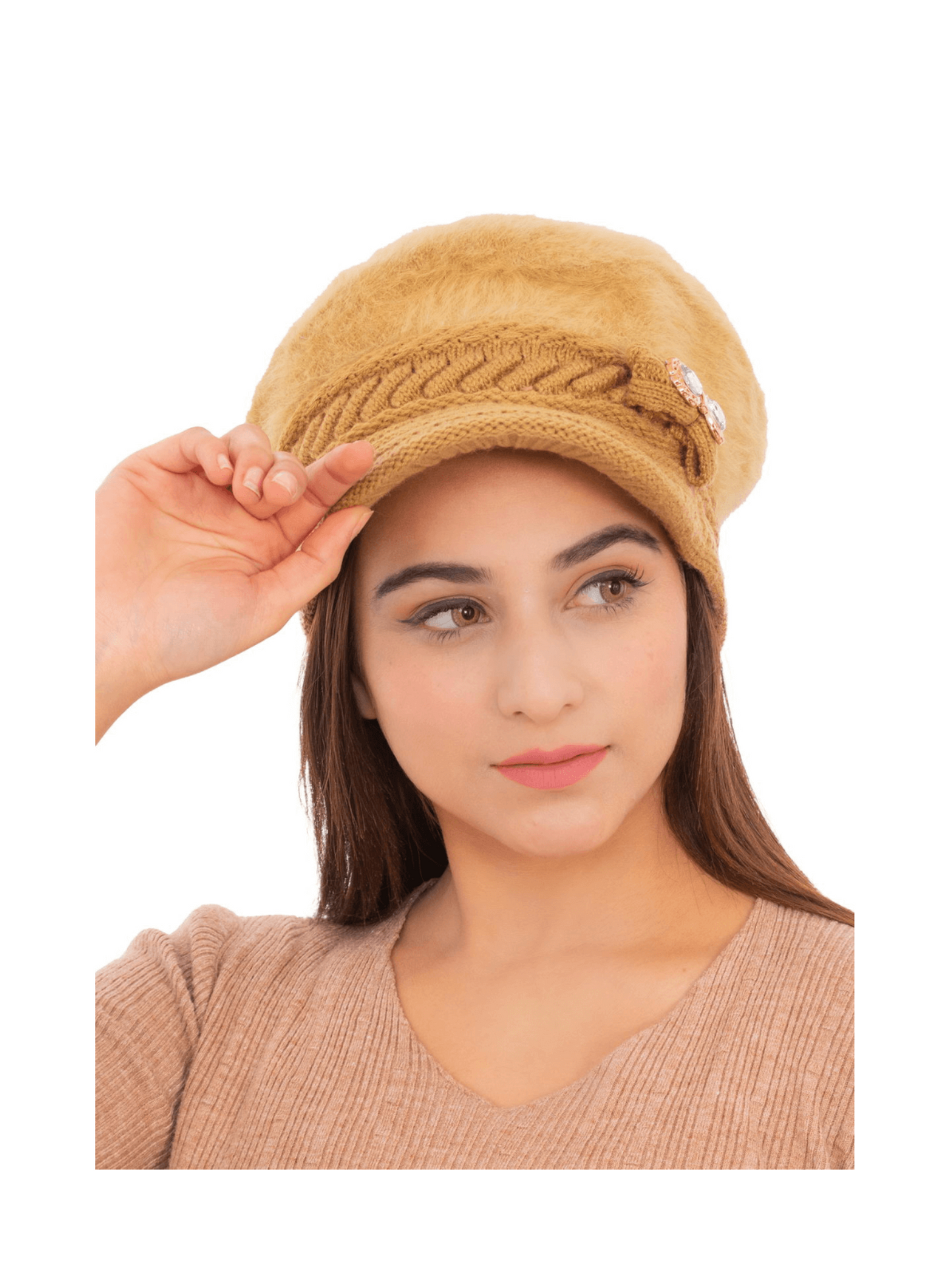 Woolen Knitted Beret Hat- Beige | AMOLDO