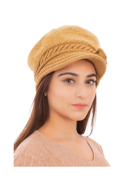 Woolen Knitted Beret Hat- Beige | AMOLDO