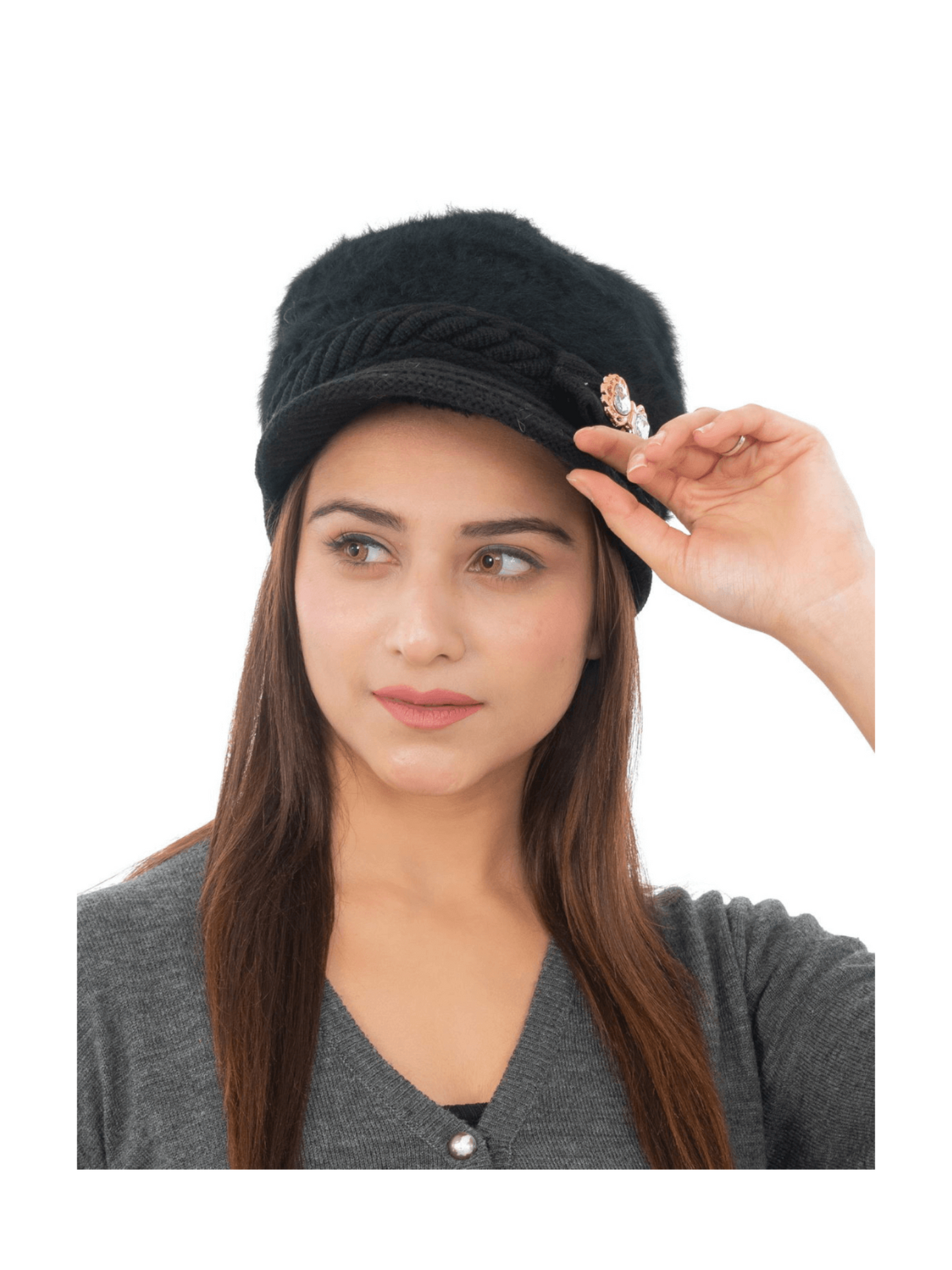 Woolen Knitted Beret Hat- Black | AMOLDO