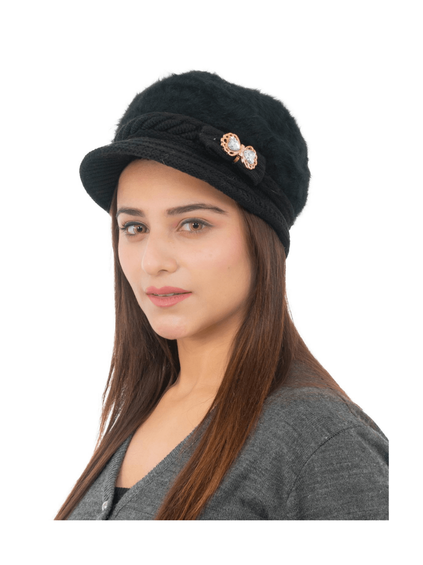 Woolen Knitted Beret Hat- Black | AMOLDO