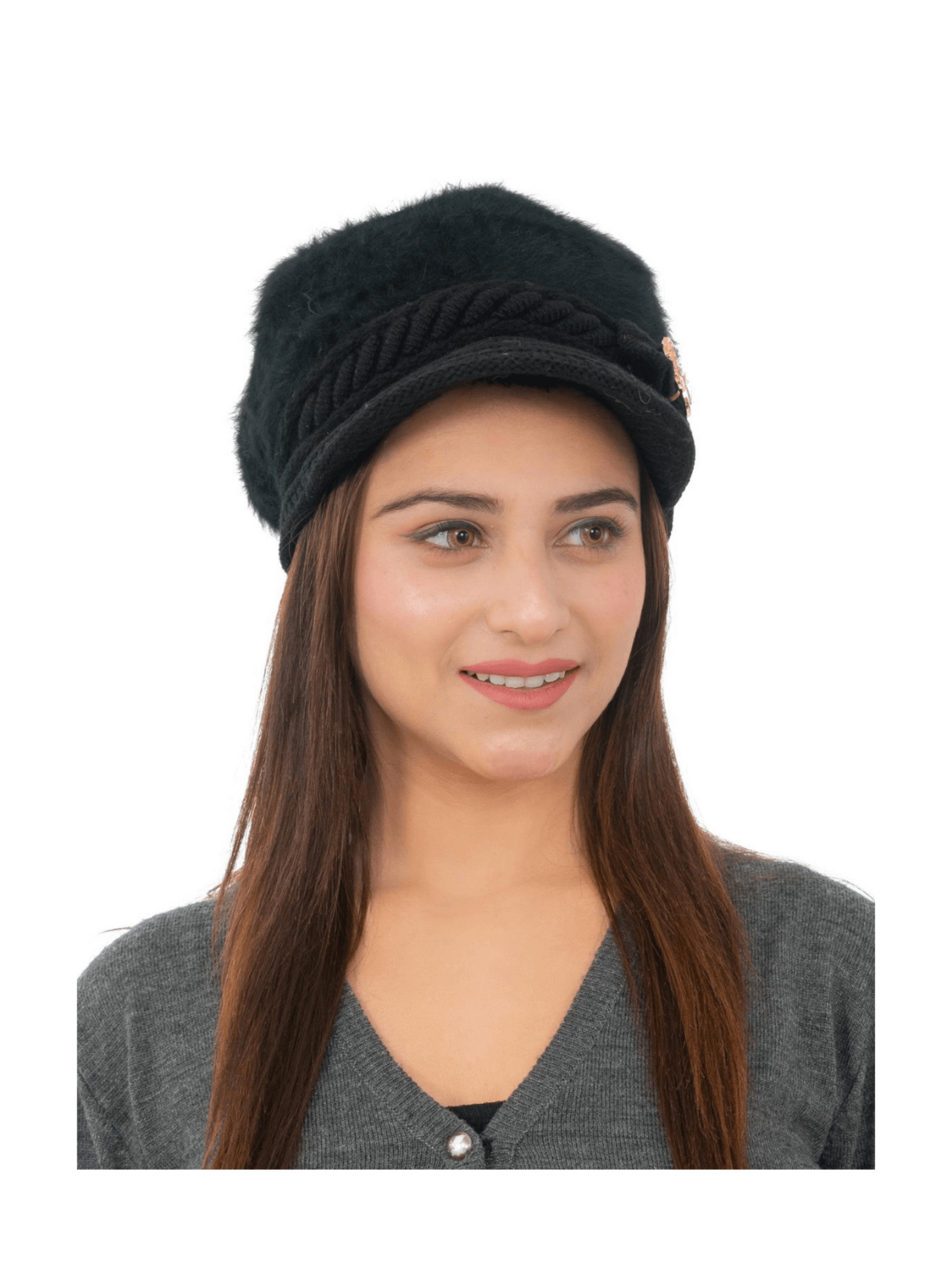 Woolen Knitted Beret Hat- Black | AMOLDO