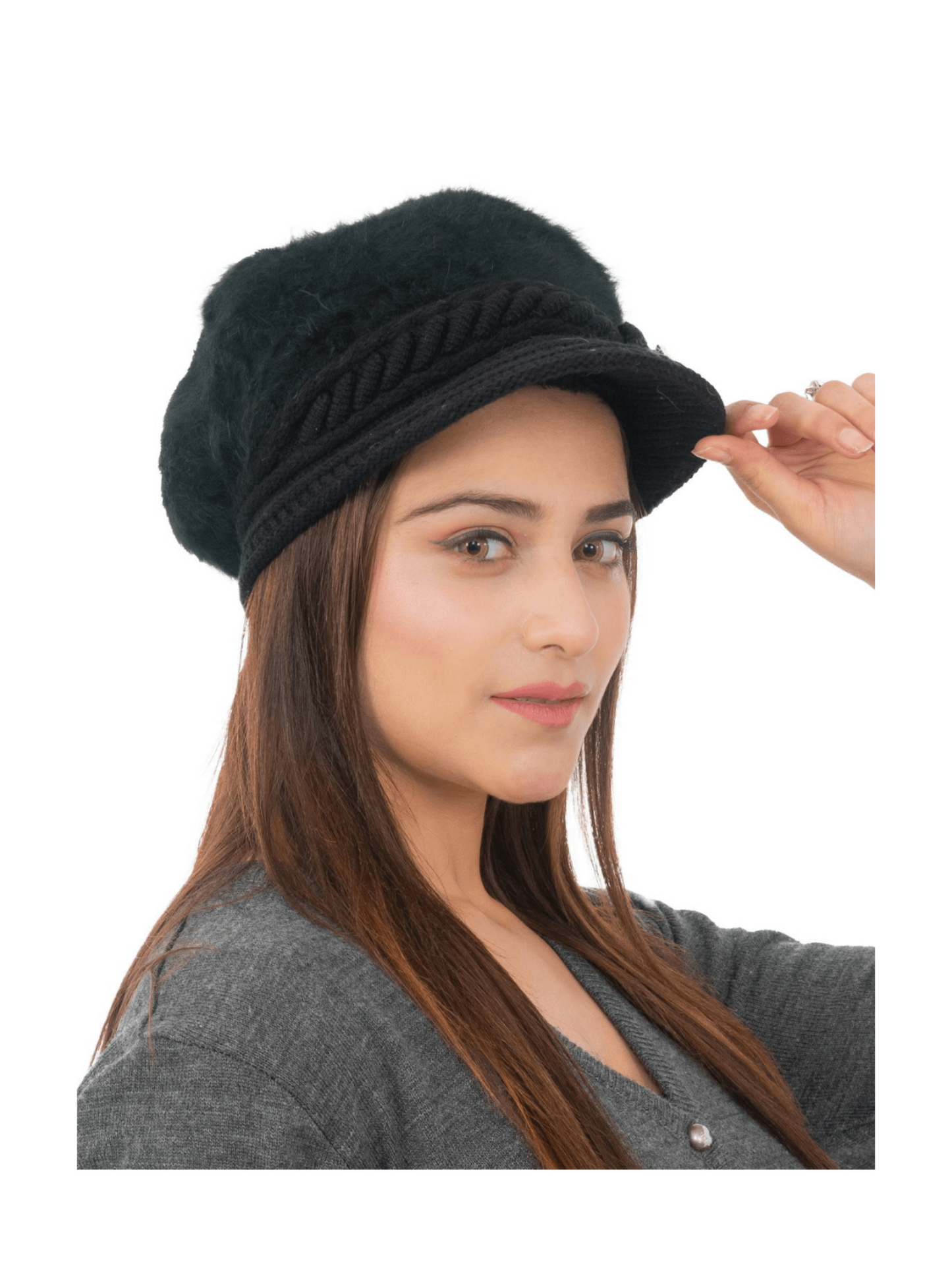 Woolen Knitted Beret Hat- Black | AMOLDO