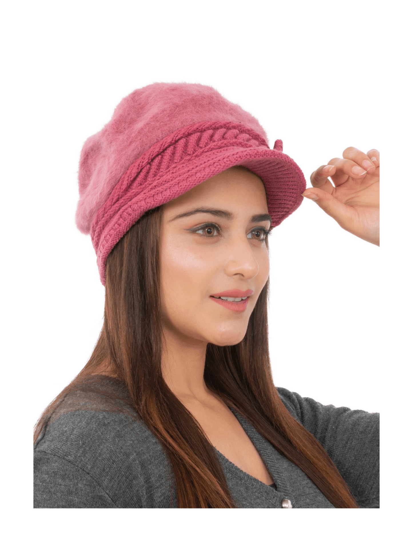 Woolen Knitted Beret Hat- Dark Pink | AMOLDO