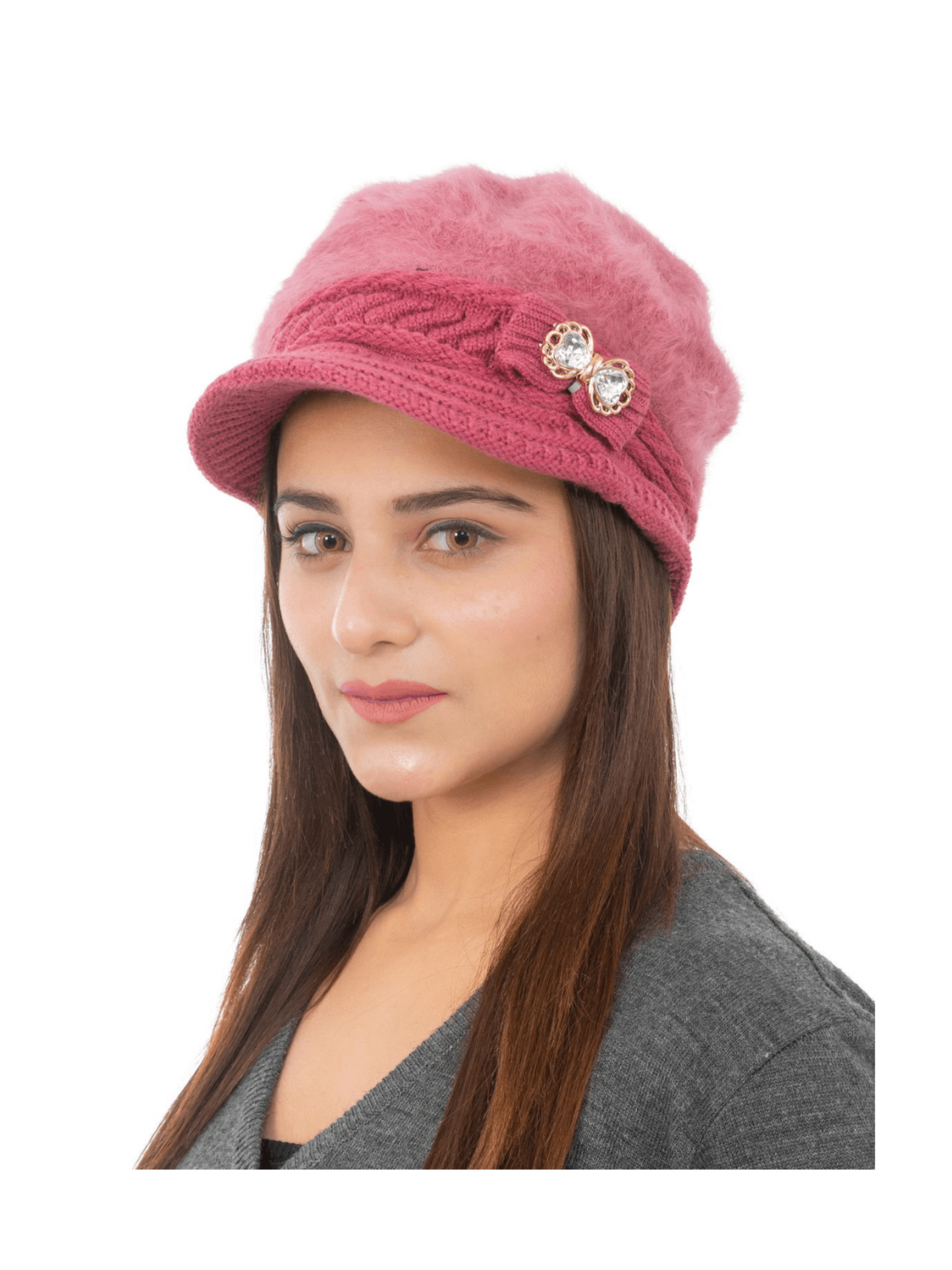 Woolen Knitted Beret Hat- Dark Pink | AMOLDO