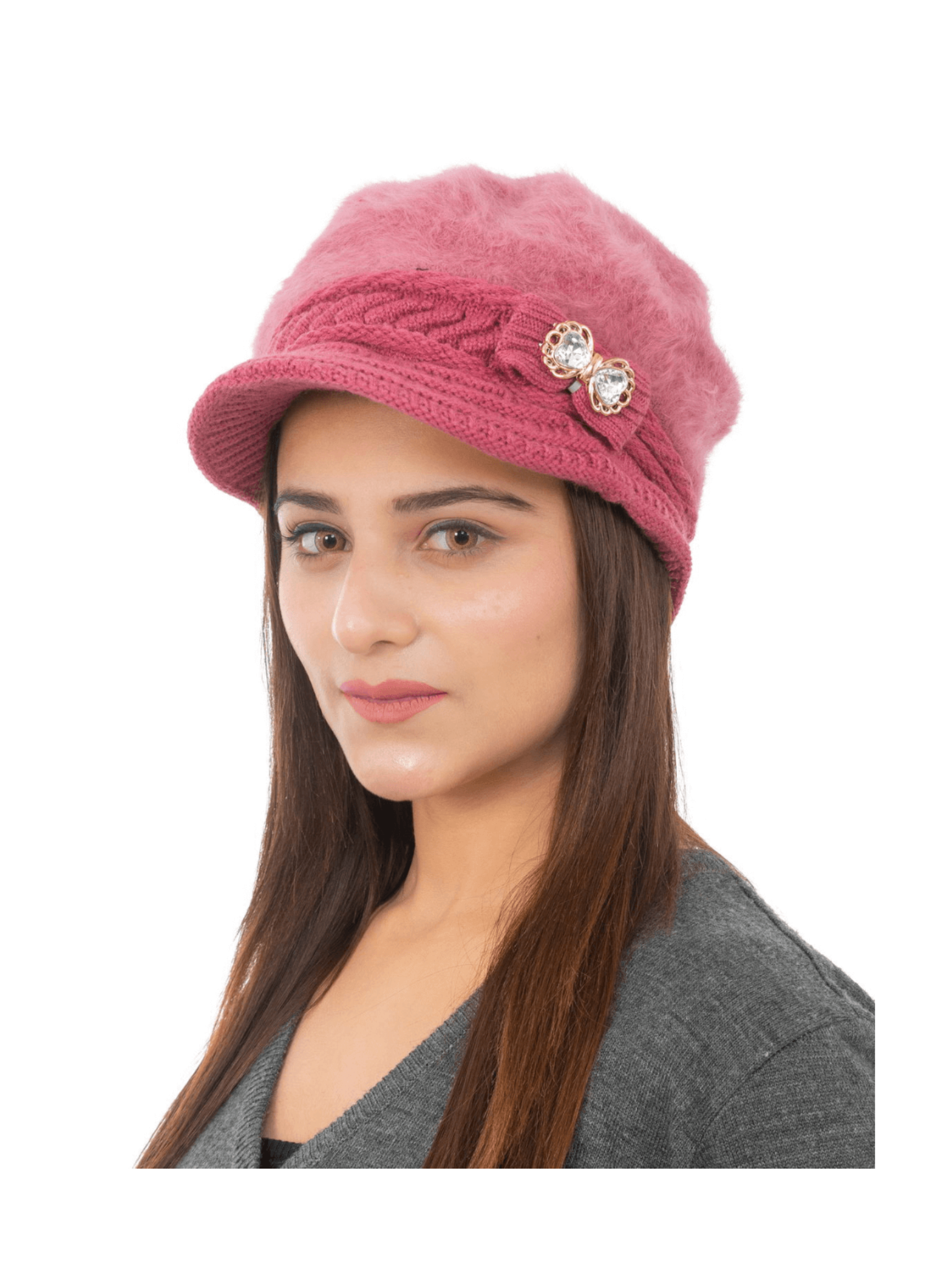 Woolen Knitted Beret Hat- Dark Pink | AMOLDO