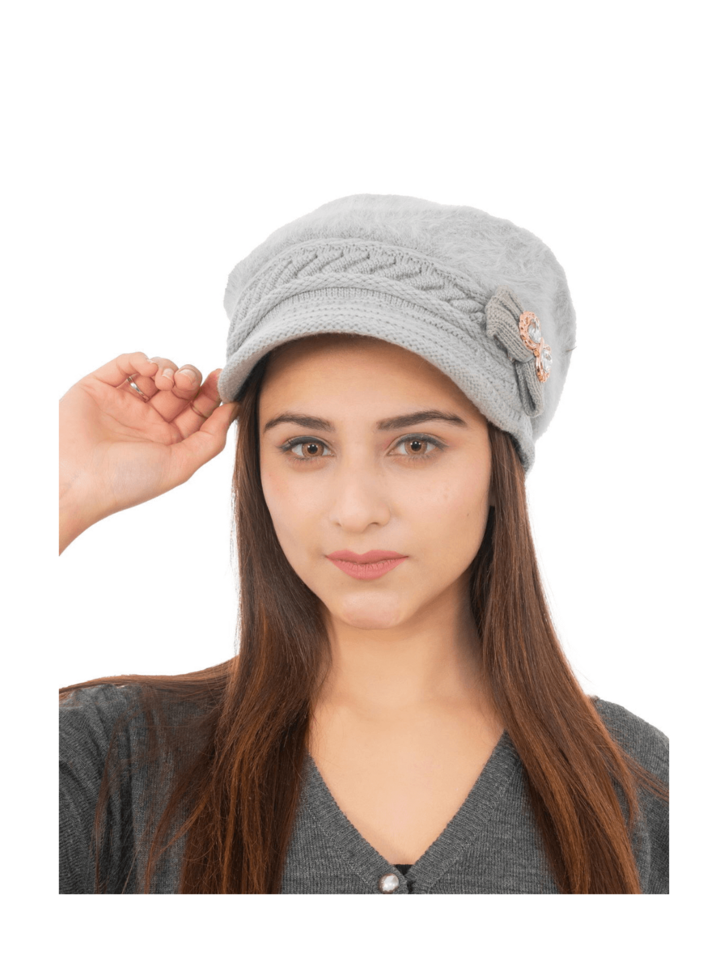 Woolen Knitted Beret Hat- Grey | AMOLDO