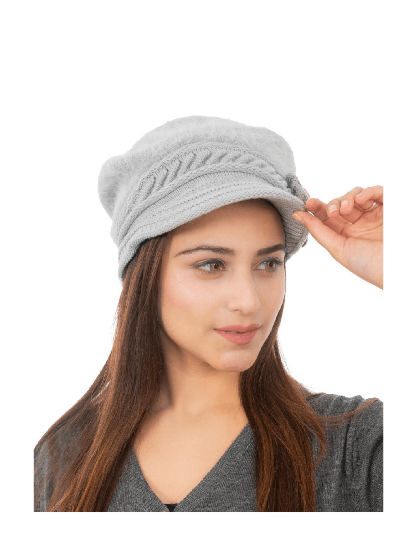 Woolen Knitted Beret Hat- Grey | AMOLDO