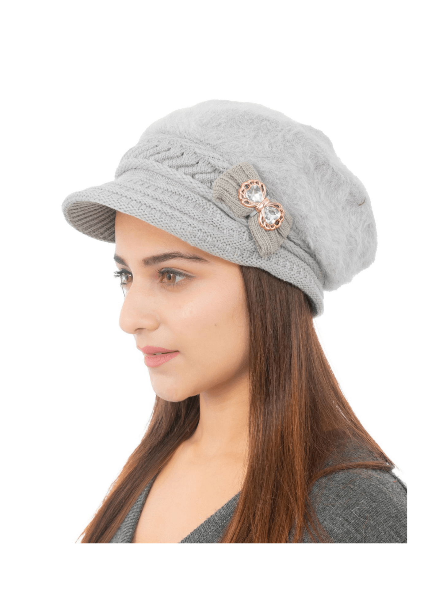 Woolen Knitted Beret Hat- Grey | AMOLDO