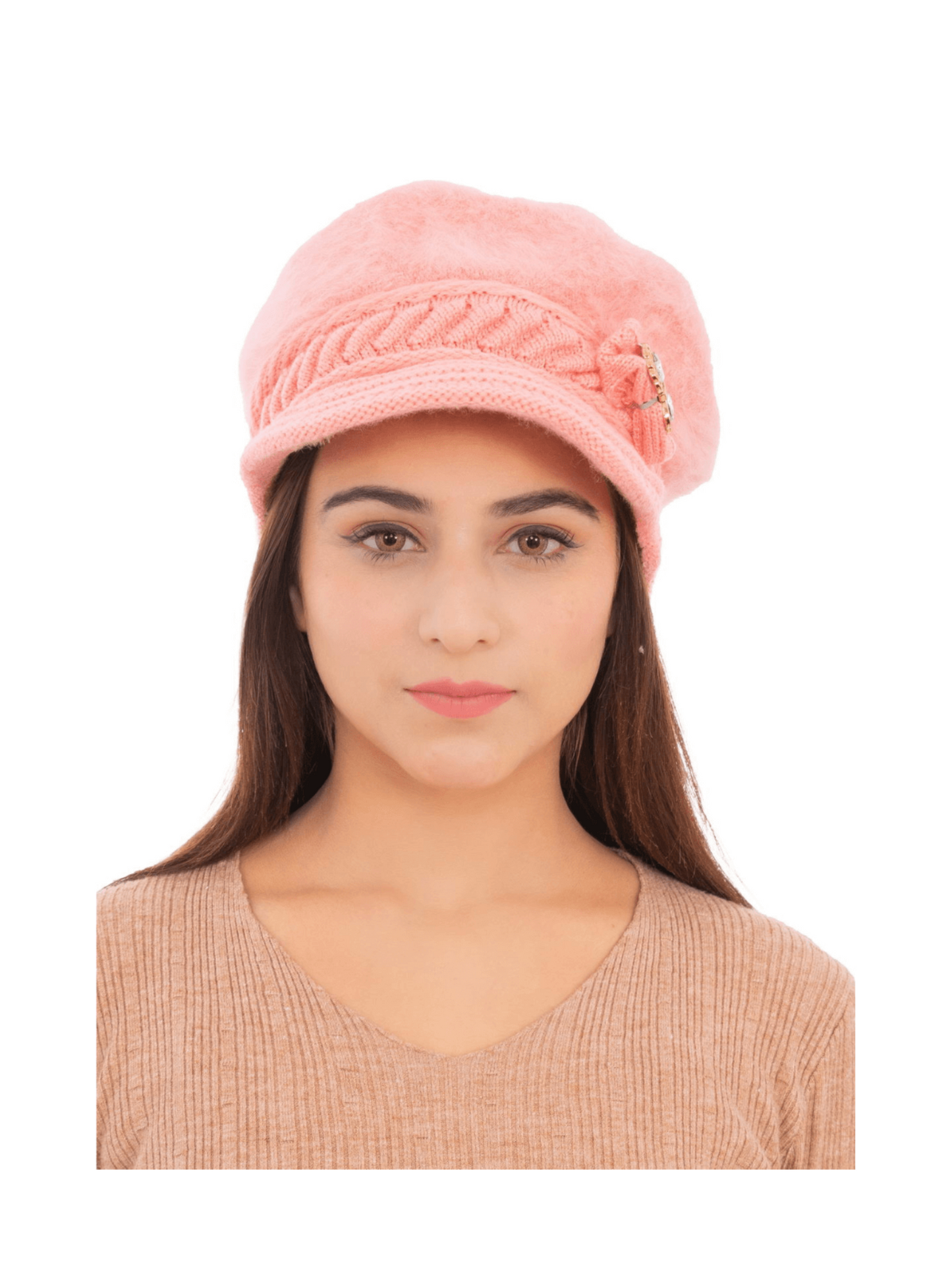 Woolen Knitted Beret Hat- Pink | AMOLDO