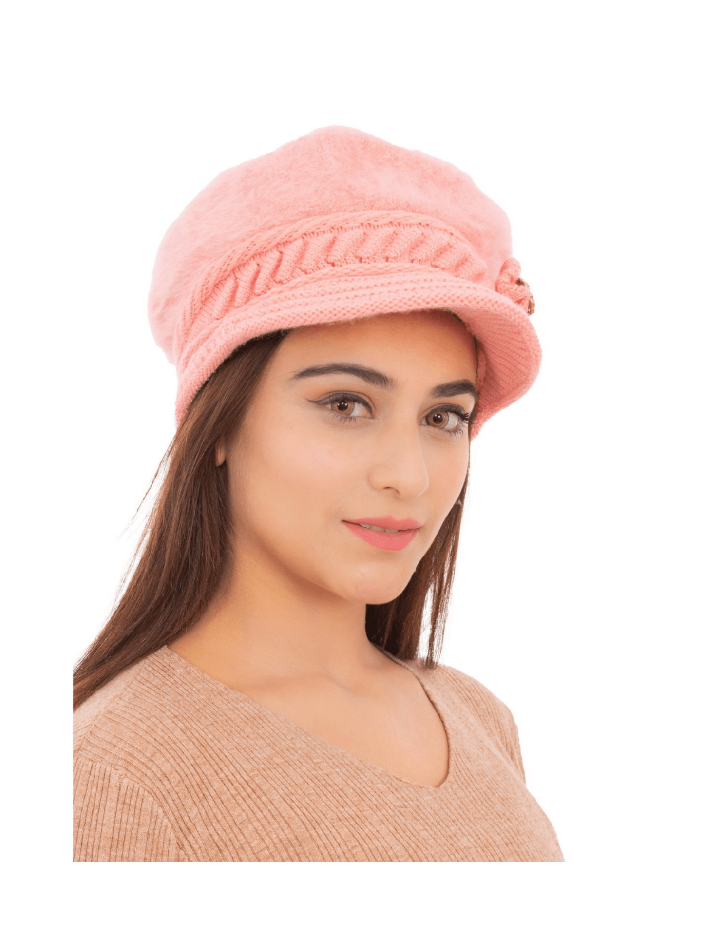 Woolen Knitted Beret Hat- Pink | AMOLDO