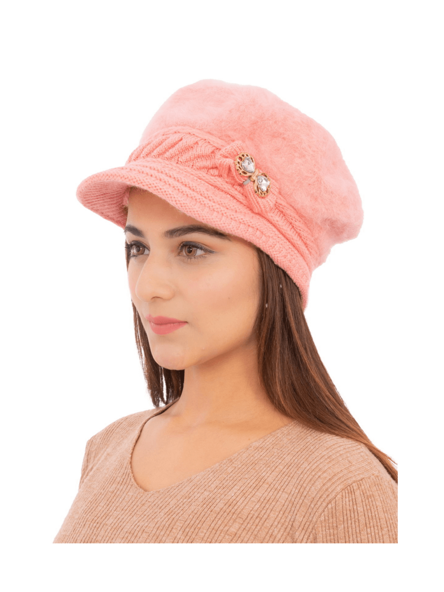 Woolen Knitted Beret Hat- Pink | AMOLDO