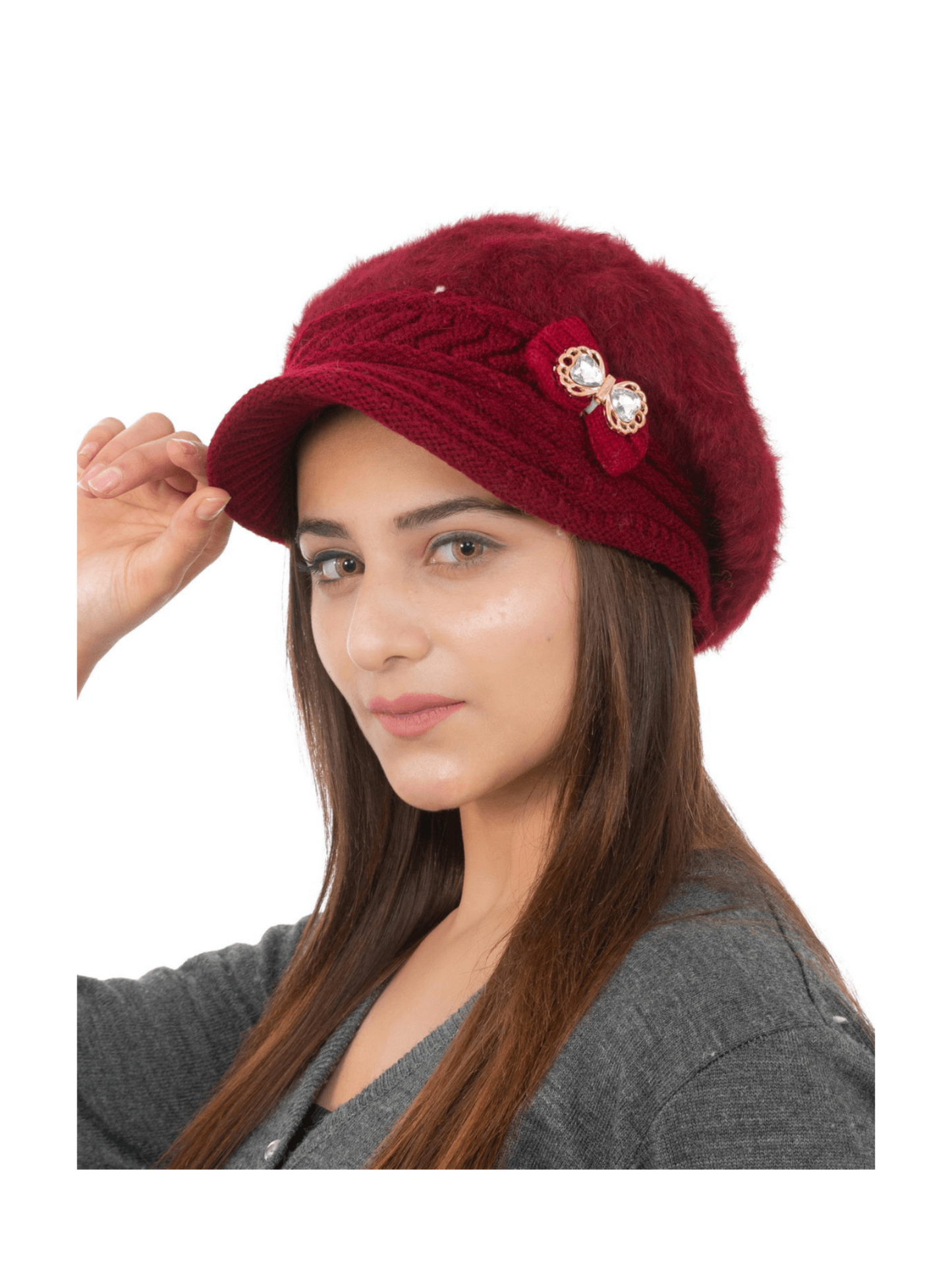 Woolen Knitted Beret Hat- Maroon | AMOLDO