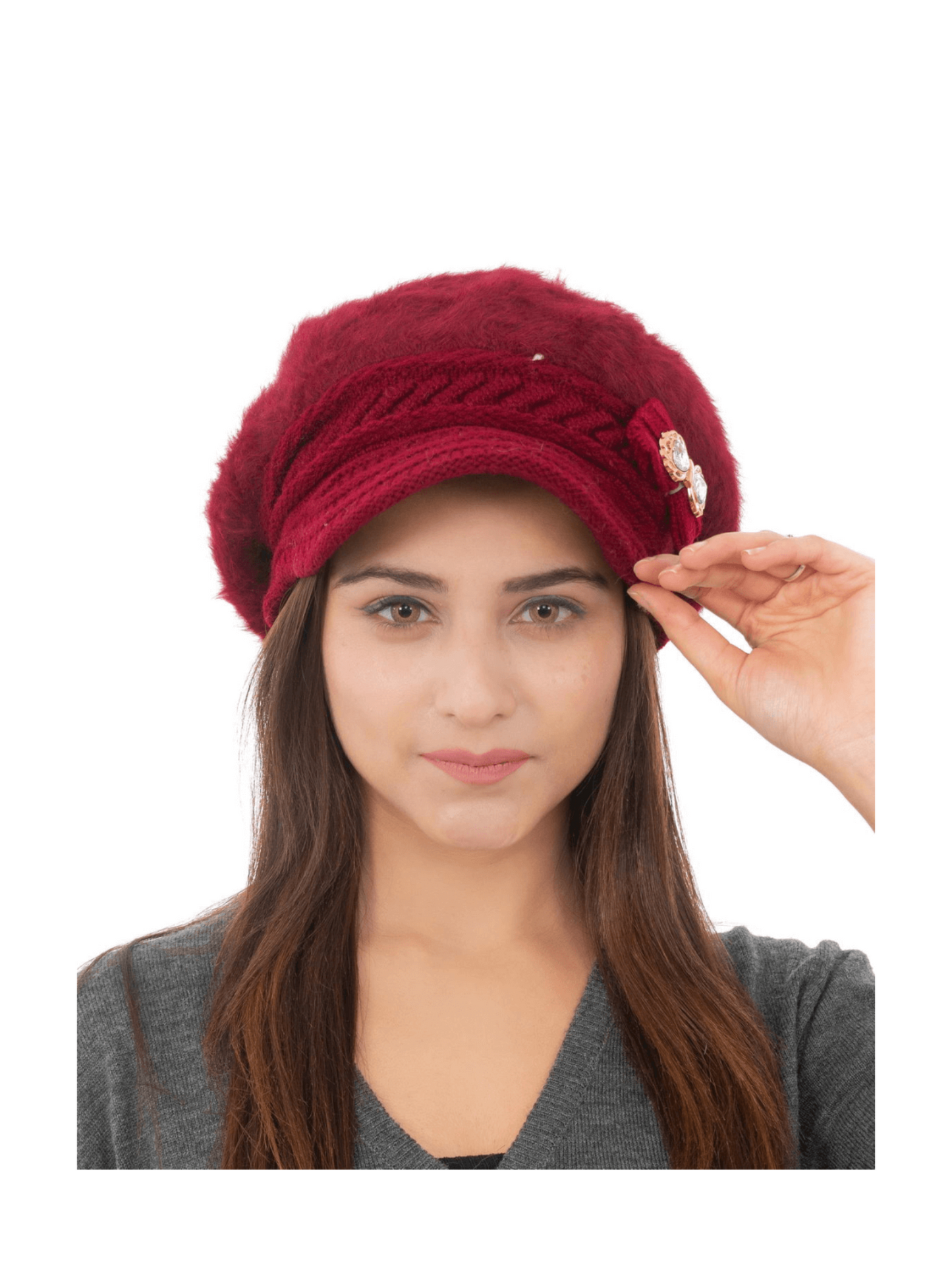 Woolen Knitted Beret Hat- Maroon | AMOLDO