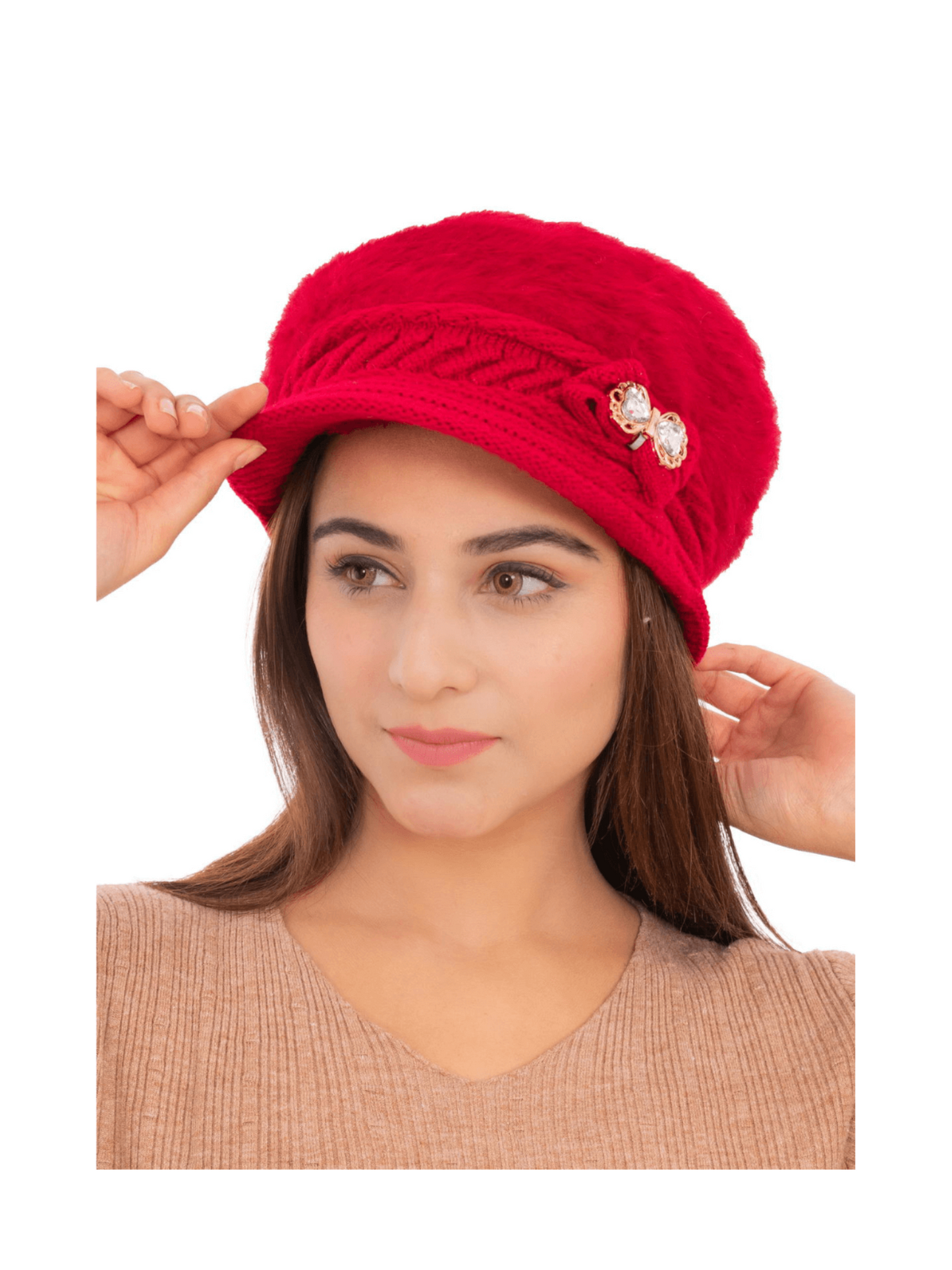 Woolen Knitted Beret Hat- Red | AMOLDO