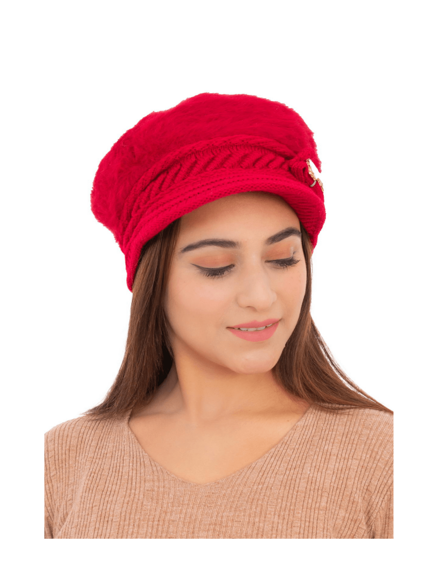 Woolen Knitted Beret Hat- Red | AMOLDO