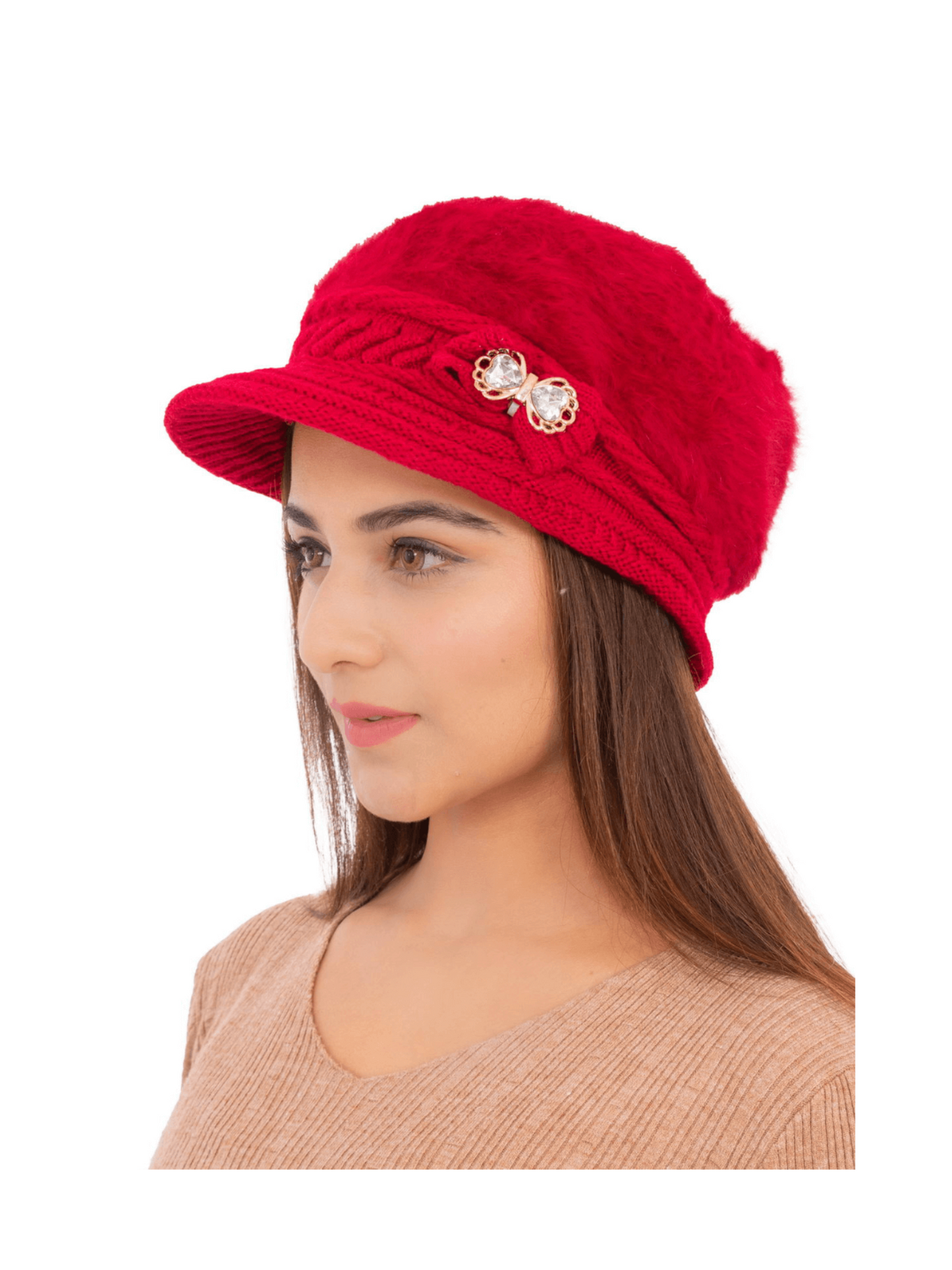 Woolen Knitted Beret Hat- Red | AMOLDO